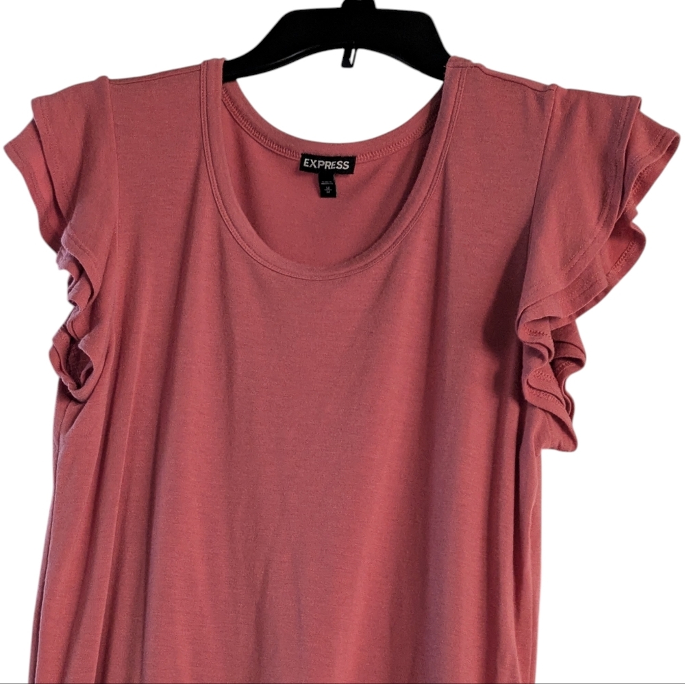 Express Ruffled Sleeve Rose Top - Picture 5 of 6